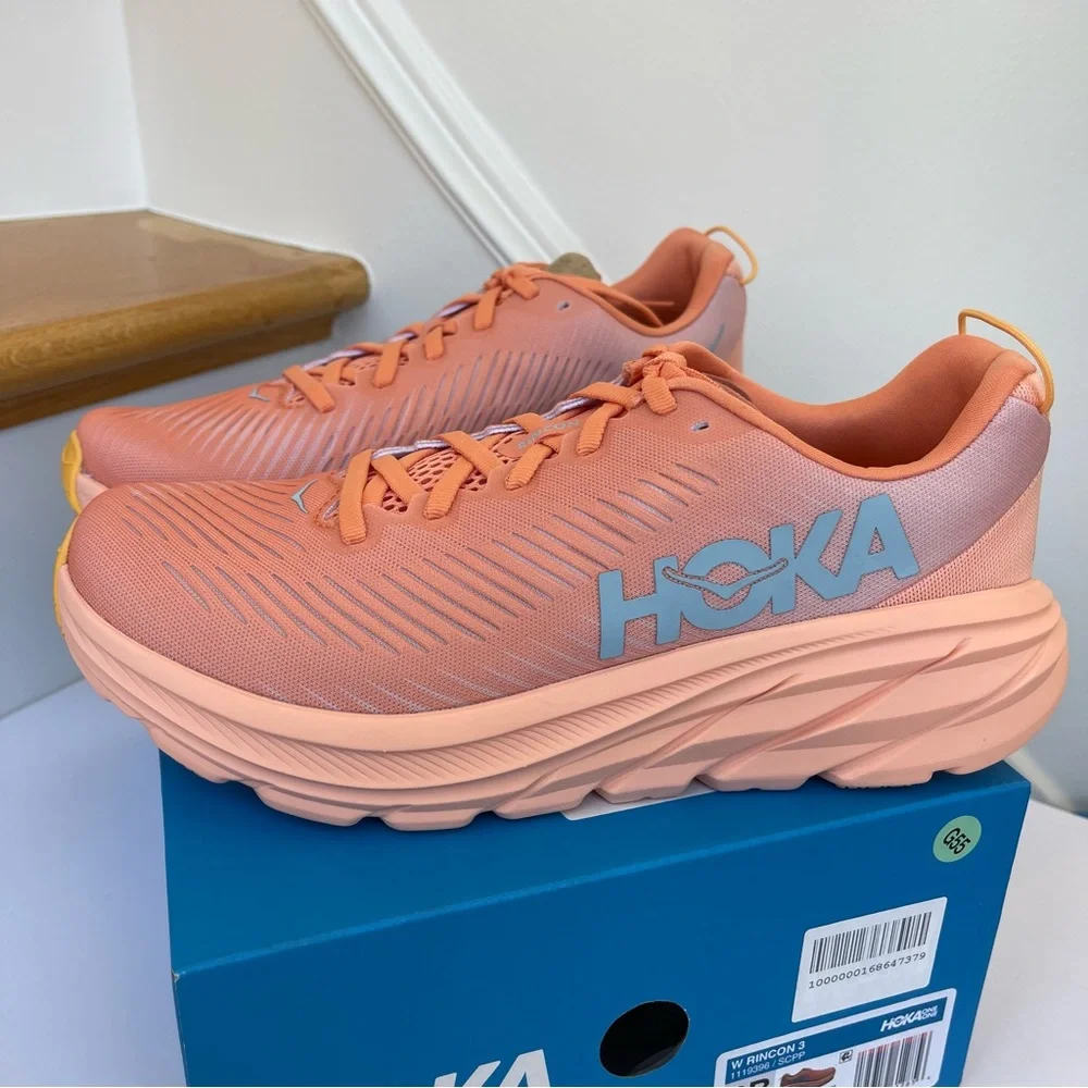 NWT Hoka Rincon 3 women’s running shoes , brand new in box , coral salmon orange - Picture 11 of 16